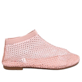 Sandálias de malha rosa Peyton com strass Sandálias de malha rosa Peyton com strass