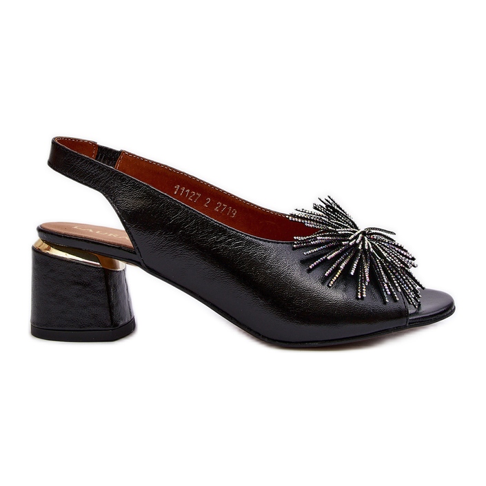 Sandálias de couro com decoração Laura Messi 2719 pretas preto