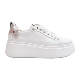 Tênis feminino de couro com pulseira CheBello 4406 branco