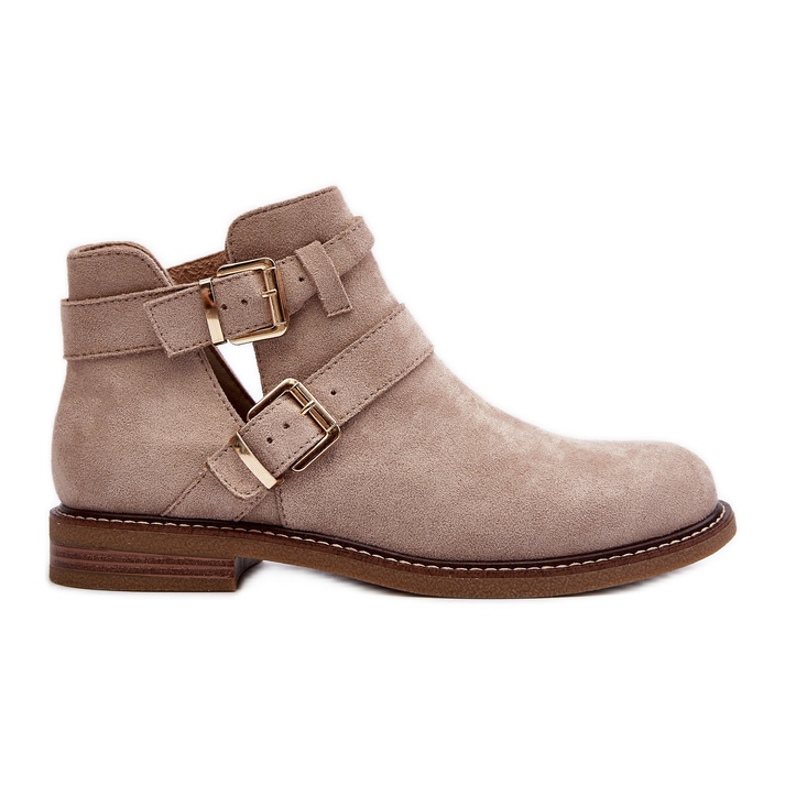 Botas Rasteiras Femininas com Alças Bege Claro Melviana Botas Rasteiras Femininas com Alças Bege Claro Melviana