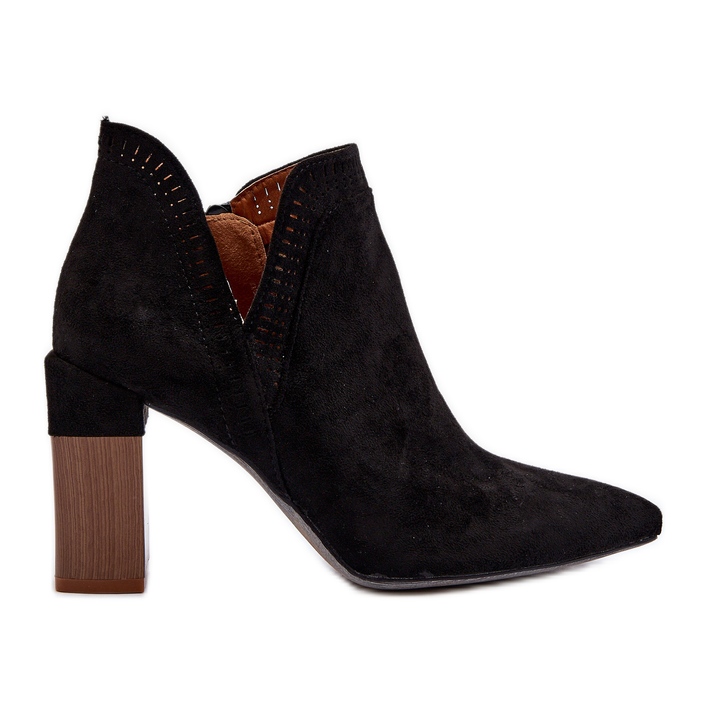 Botins pretos de salto alto Vailen com padrão a céu aberto