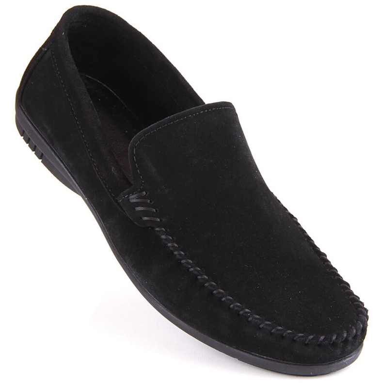 Sapatos masculinos de camurça de couro, mocassins pretos, T.Sokolski W1401-1