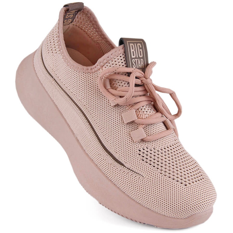 Calçados esportivos femininos slip-on com aberturas nude Big Star NN274664 rosa