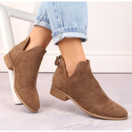 Botins de camurça com salto baixo Potocki W WOL212B castanho marrom