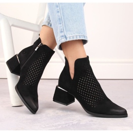 Botins de camurça com salto alto Potocki W WOL213A, preto