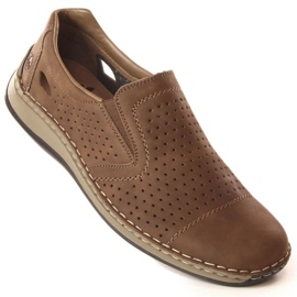 Sapatos perfurados de couro Rieker M RKR198A castanho marrom