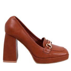 Mocassins de salto alto Albers Camel marrom