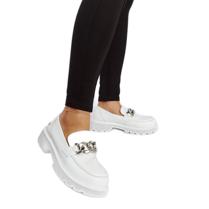 Mocassins de couro branco Goe LL2N4038