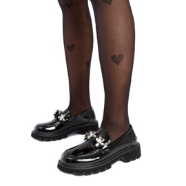 Mocassins pretos de couro envernizado Goe NN2N4200