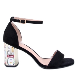 Whitneys Sandálias pretas de salto alto com pedras preto