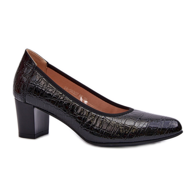 Vinceza Bombas patenteadas com relevo Zinnia preto