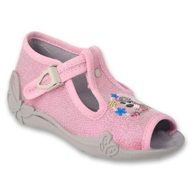 Chinelos infantis Befado 213P142 zebra rosa com flores Chinelos infantis Befado 213P142 zebra rosa com flores