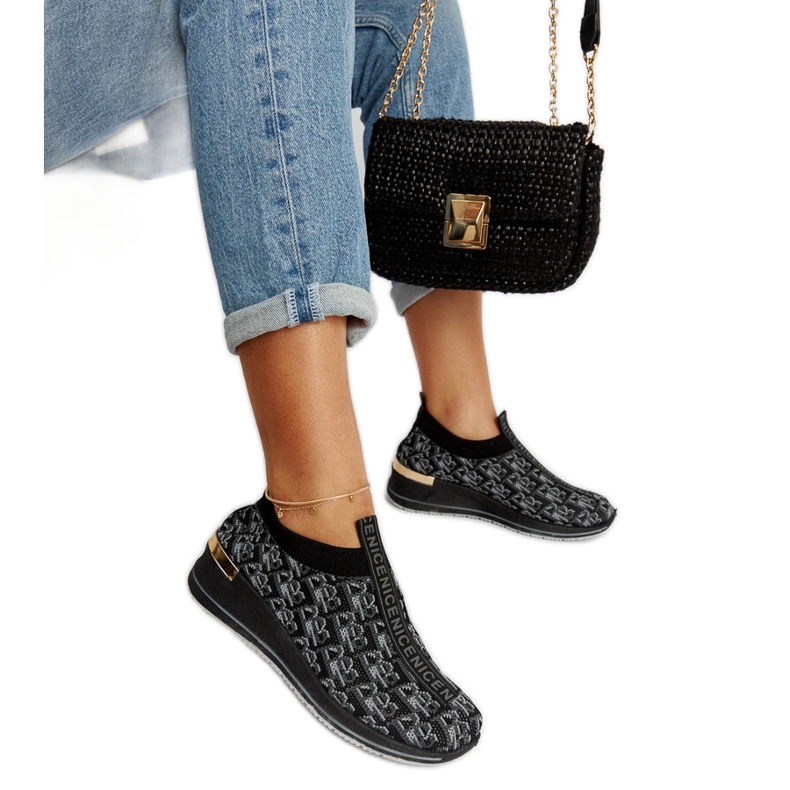 Sapatos Slip On Tartano pretos e cinza