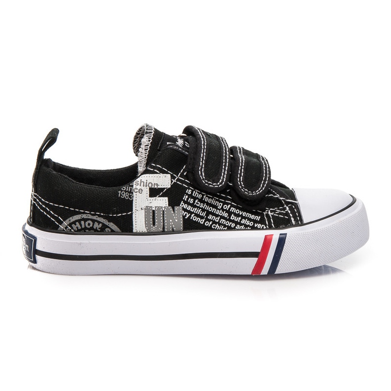 American Club Tênis de velcro divertidos branco preto