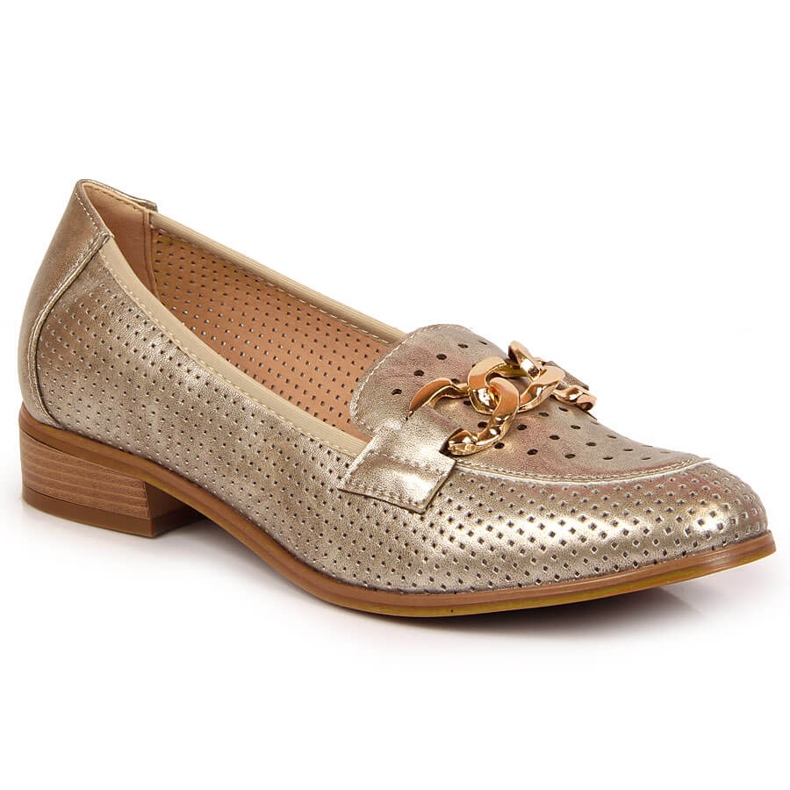 Sapatos perfurados com corrente de ouro da Potocki dourado Sapatos perfurados com corrente de ouro da Potocki dourado