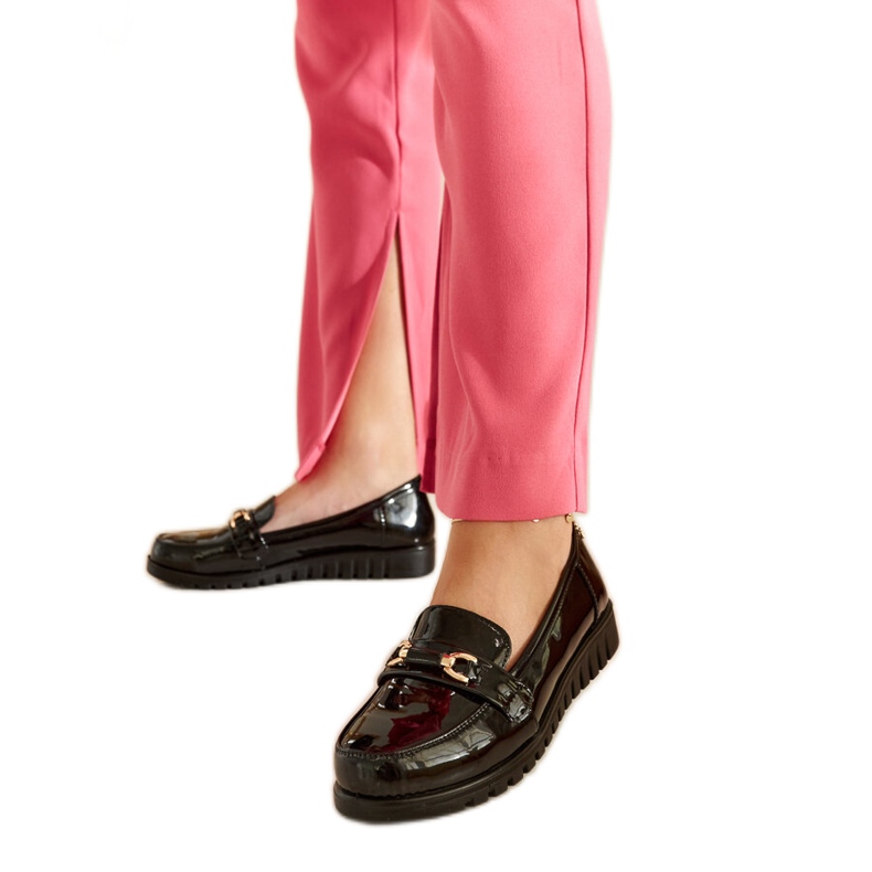 Mocassins Prússia pretos envernizados