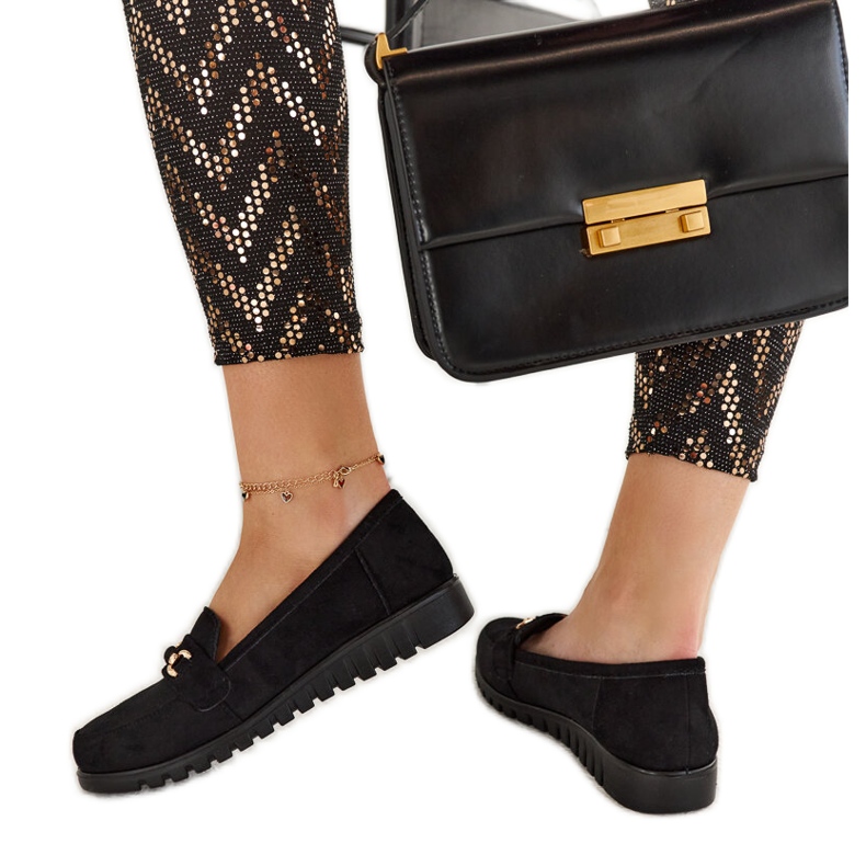 Mocassins Prússia de camurça preta preto