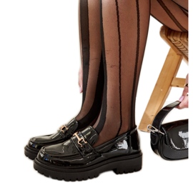 Mocassins pretos envernizados com fivela Barbara Mocassins pretos envernizados com fivela Barbara