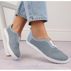 Sapatos femininos confortáveis ​​com aberturas, azul Rieker 52866-10
