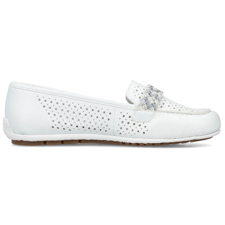 Sapatos mocassins femininos confortáveis ​​com aberturas, branco Rieker 46885-80
