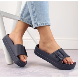 Chinelos femininos plataforma de espuma com fivela, azul marinho Big Star NN274A665