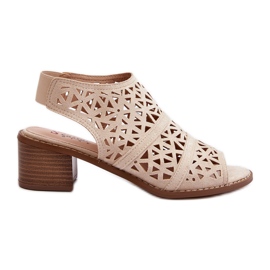 Sandálias de salto alto bege perfurado Serapina