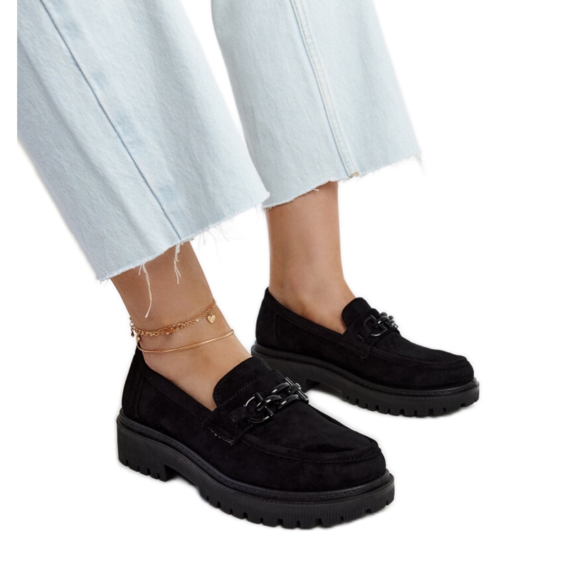 Mocassins de camurça preta com fivela Lyle preto