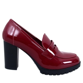 Mocassins de salto envernizado Jeffis Wine Red vermelho