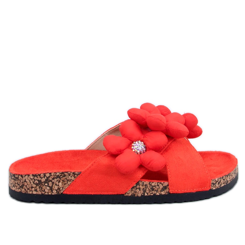 Chinelos de cortiça com almofada de flores Charss Orange laranja