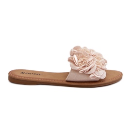 Chinelos femininos com flores bege Eelfan