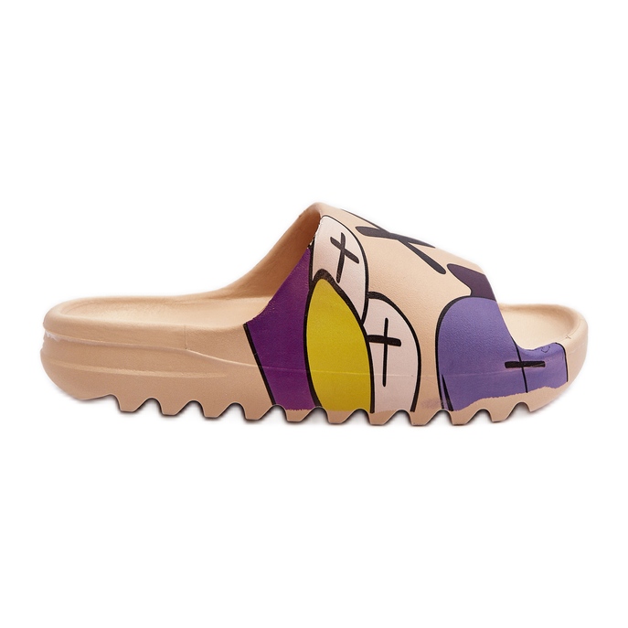 Chinelos de borracha com estampa de monstros bege escuro Chinelos de borracha com estampa de monstros bege escuro