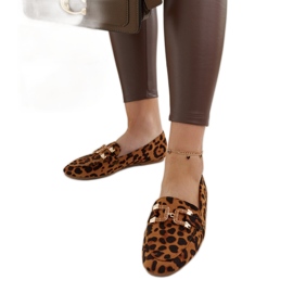 Mocassins Comerio leopardo com fivela castanho