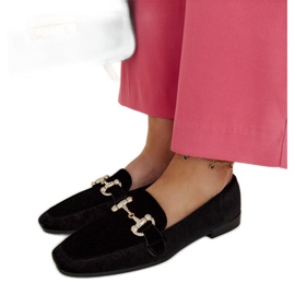 Mocassins de veludo preto com strass Fabrizia