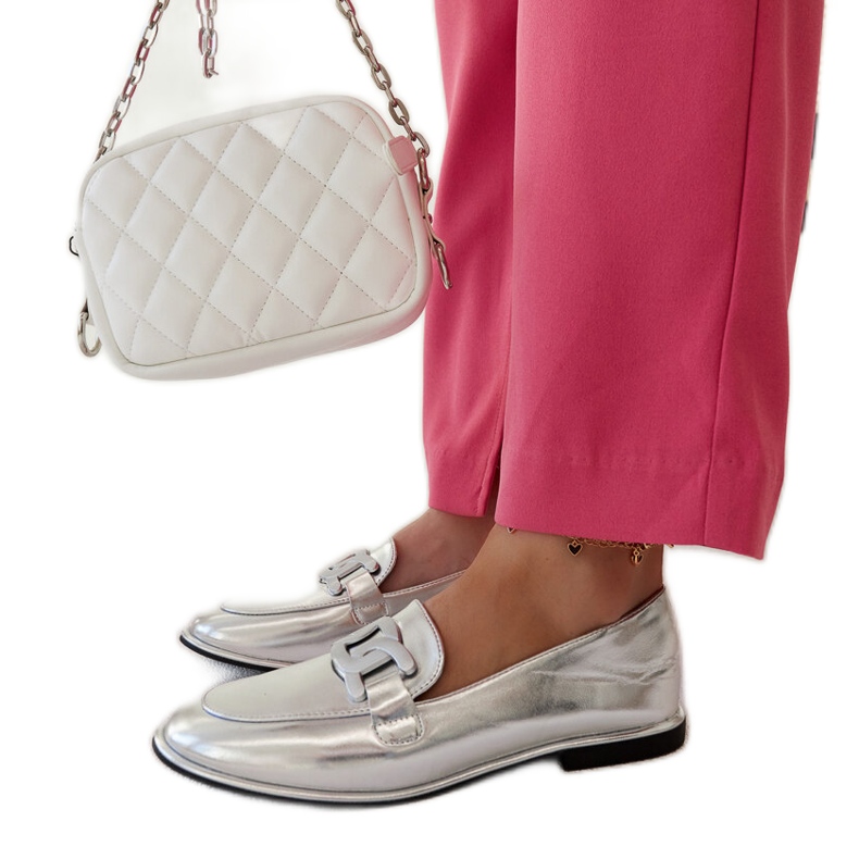 Mocassins Zana clássicos prateados prata