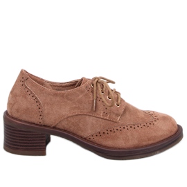 Mocassins de salto alto Vedra Camel marrom