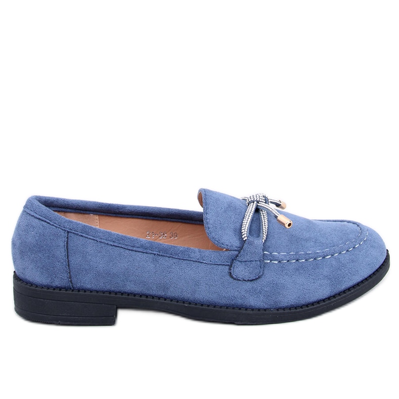 Mocassins femininos de camurça Saras Denim Blue azul