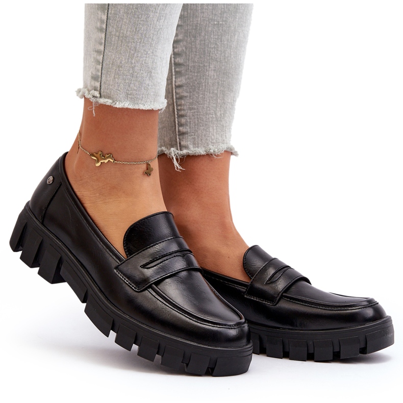 Vinceza Mocassins femininos de couro ecológico preto Seravisa