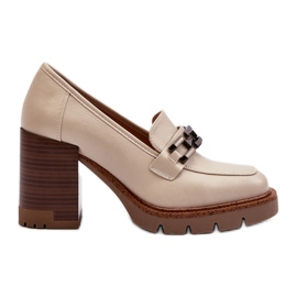 Vinceza Sapatos de salto alto maciço com decoração, bege Oradna Vinceza Sapatos de salto alto maciço com decoração, bege Oradna