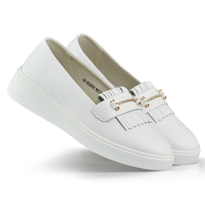 Sapatos femininos de couro branco