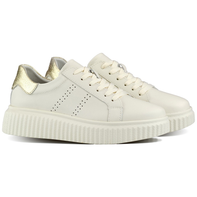 Calçados esportivos femininos bege feitos de couro natural, sapatos femininos de couro