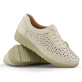 Sapatos femininos confortáveis ​​com elástico bege