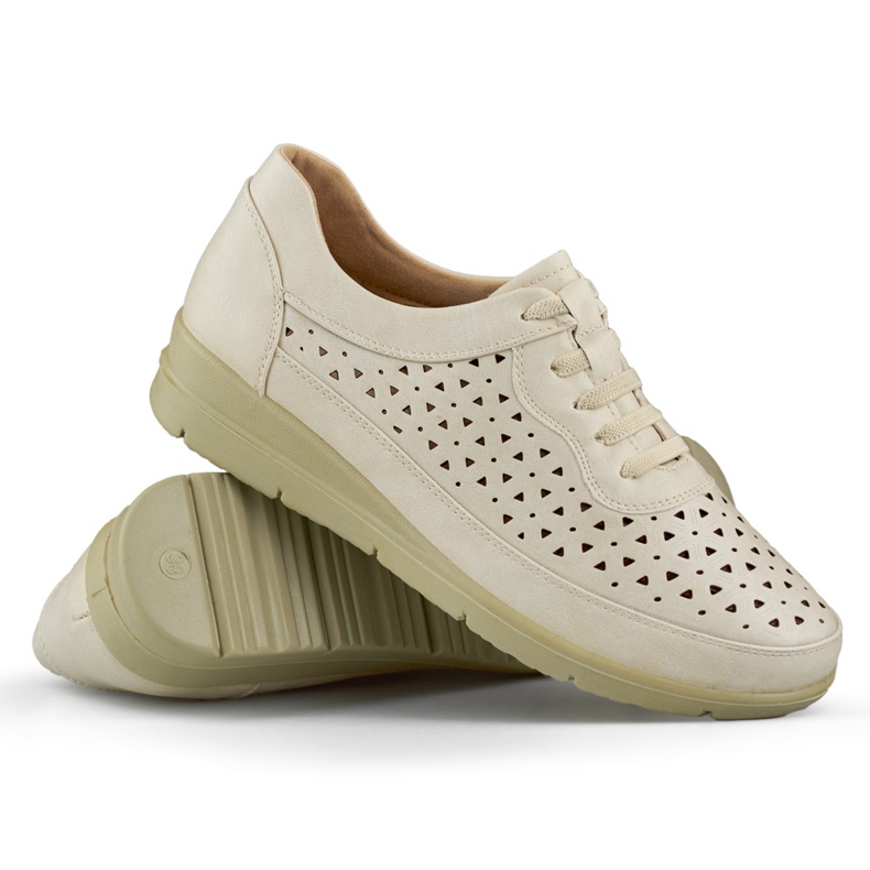 Sapatos femininos confortáveis ​​com elástico bege