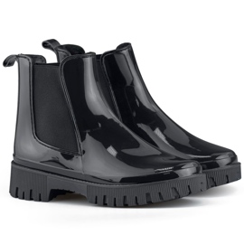 Botas Wellington femininas negras com sola grossa preto