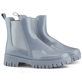 Botas Wellington femininas cinza com sola grossa