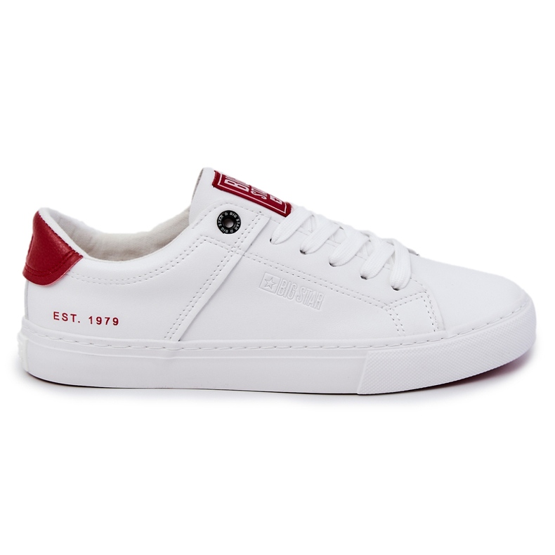 Tênis masculino de couro ecológico Big Star JJ174106 branco e vermelho