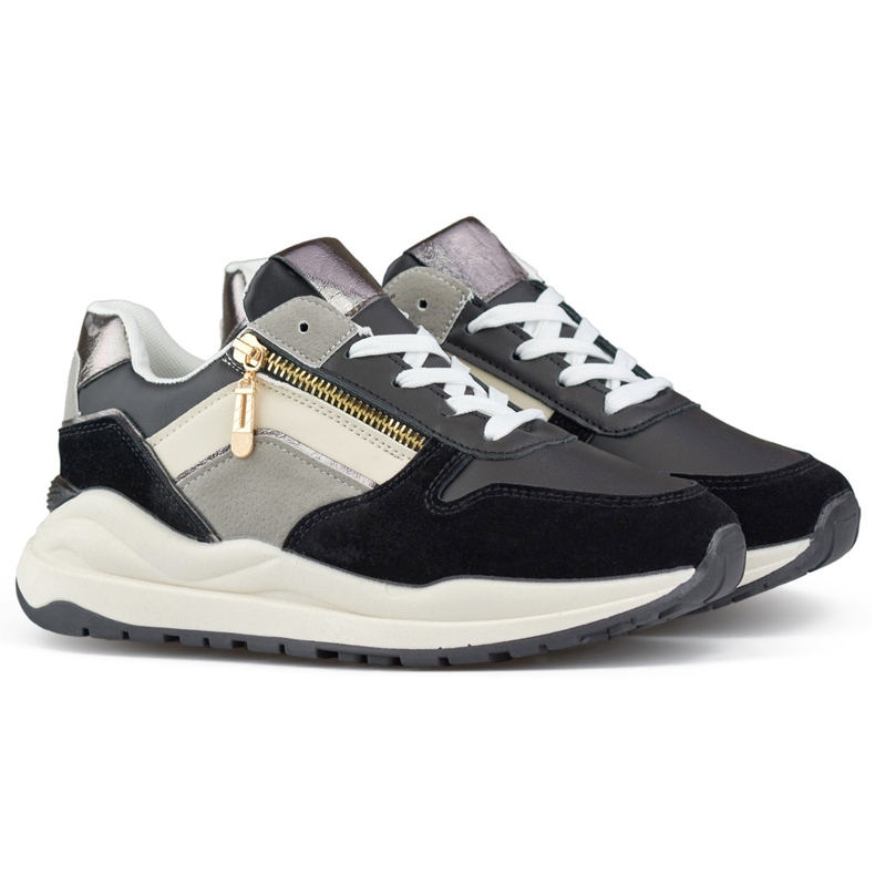 Calçados esportivos casuais femininos, tênis pretos