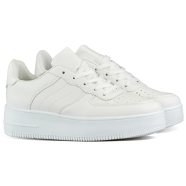 Sapatos esportivos femininos brancos com sola grossa