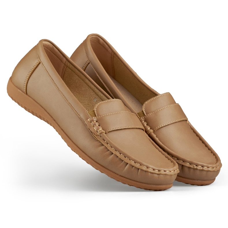 Mocassins femininos confortáveis ​​bege escuro