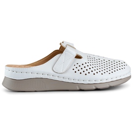 Chinelos confortáveis ​​para a saúde feminina, chinelos abertos, chinelos brancos com velcro