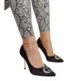 Salto alto preto com zircões Elife Salto alto preto com zircões Elife